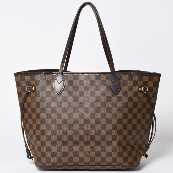 極美品 LOUIS VUITTON ルイヴィトン ダミエ ネヴァーフルMM トートバッグ N51105 PVC レザー ブラウン ゴールド金具 中古 4a002389