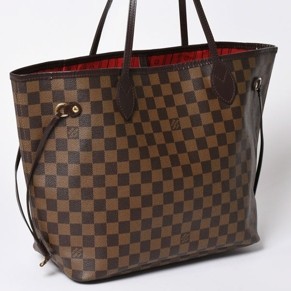 極美品 LOUIS VUITTON ルイヴィトン ダミエ ネヴァーフルMM トートバッグ N51105 PVC レザー ブラウン ゴールド金具 中古 4a002389