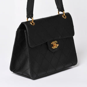 CHANEL Chanel Matelasse One Shoulder Bag No. 5 Coco Mark Caviar Skin Quilting Black Gold Hardware Good Condition Used 4a002384