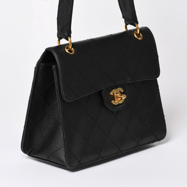 CHANEL Chanel Matelasse One Shoulder Bag No. 5 Coco Mark Caviar Skin Quilting Black Gold Hardware Good Condition Used 4a002384