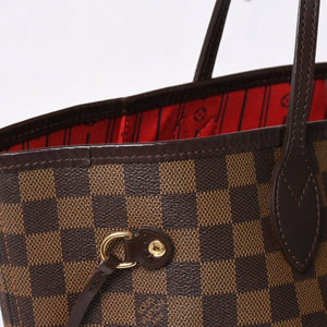 極美品 LOUIS VUITTON ルイヴィトン ダミエ ネヴァーフルMM トートバッグ N51105 PVC レザー ブラウン ゴールド金具 中古 4a002389