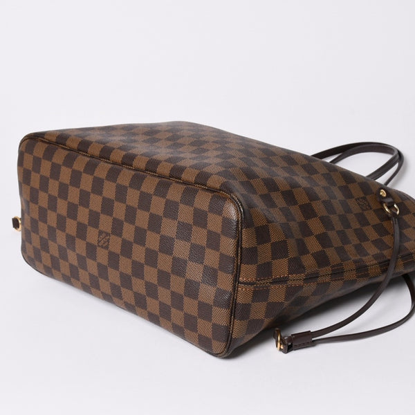 極美品 LOUIS VUITTON ルイヴィトン ダミエ ネヴァーフルMM トートバッグ N51105 PVC レザー ブラウン ゴールド金具 中古 4a002389