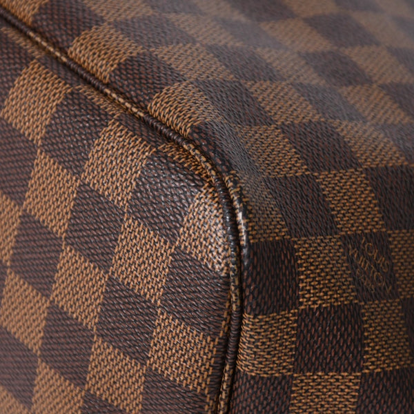 極美品 LOUIS VUITTON ルイヴィトン ダミエ ネヴァーフルMM トートバッグ N51105 PVC レザー ブラウン ゴールド金具 中古 4a002389