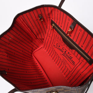 極美品 LOUIS VUITTON ルイヴィトン ダミエ ネヴァーフルMM トートバッグ N51105 PVC レザー ブラウン ゴールド金具 中古 4a002389