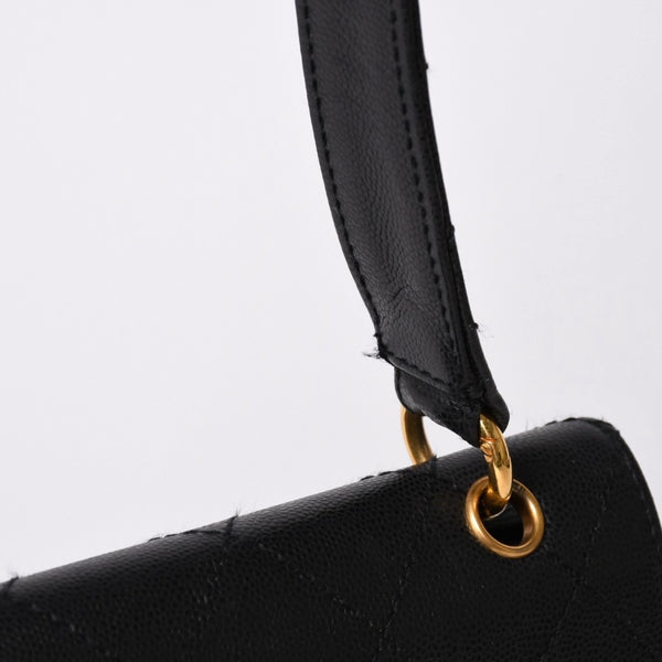 CHANEL Chanel Matelasse One Shoulder Bag No. 5 Coco Mark Caviar Skin Quilting Black Gold Hardware Good Condition Used 4a002384