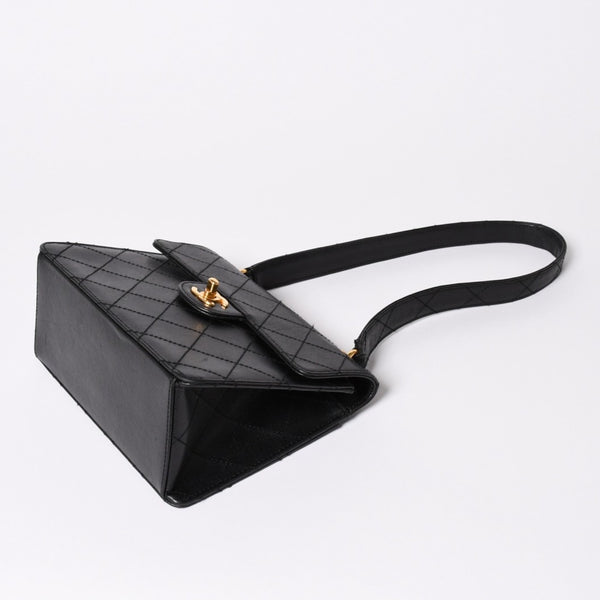 CHANEL Chanel Matelasse One Shoulder Bag No. 5 Coco Mark Caviar Skin Quilting Black Gold Hardware Good Condition Used 4a002384