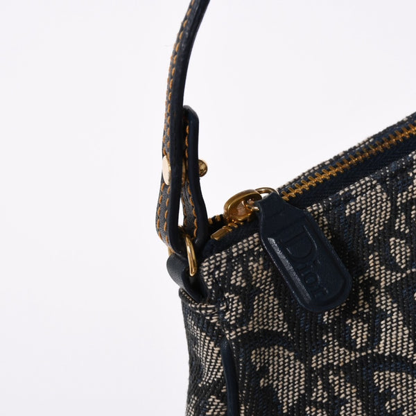 Very Good Condition Christian Dior Trotter Saddle Bag One Shoulder Bag Saddle Pouch MC0031 Navy Used 4a002404