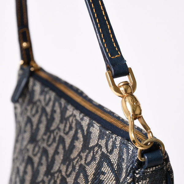 Very Good Condition Christian Dior Trotter Saddle Bag One Shoulder Bag Saddle Pouch MC0031 Navy Used 4a002404