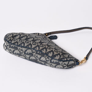 Very Good Condition Christian Dior Trotter Saddle Bag One Shoulder Bag Saddle Pouch MC0031 Navy Used 4a002404