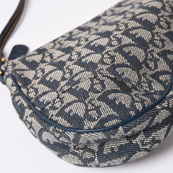Very Good Condition Christian Dior Trotter Saddle Bag One Shoulder Bag Saddle Pouch MC0031 Navy Used 4a002404