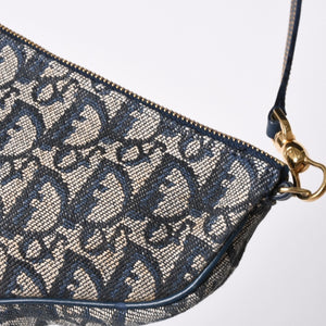 Very Good Condition Christian Dior Trotter Saddle Bag One Shoulder Bag Saddle Pouch MC0031 Navy Used 4a002404