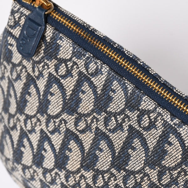 Very Good Condition Christian Dior Trotter Saddle Bag One Shoulder Bag Saddle Pouch MC0031 Navy Used 4a002404