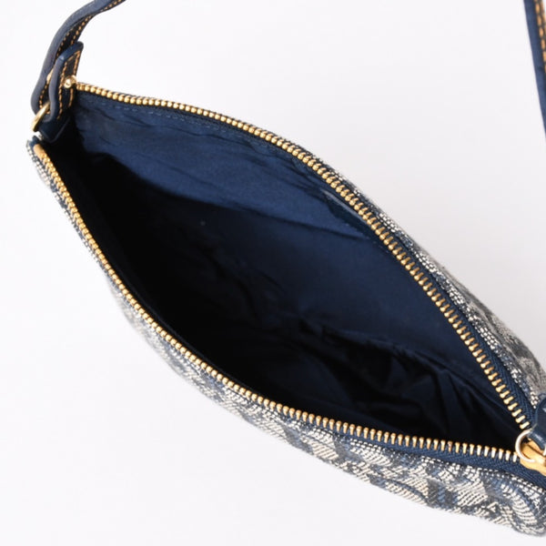 Very Good Condition Christian Dior Trotter Saddle Bag One Shoulder Bag Saddle Pouch MC0031 Navy Used 4a002404