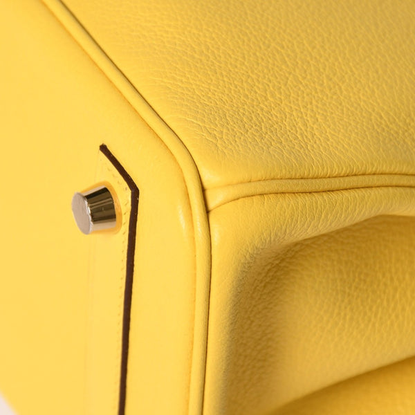 新品同様品 HERMES エルメス バーキン25 ハンドバッグ Y刻印 トリヨンノビーヨ ネープルスイエロー シルバー金具 中古 4a002401
