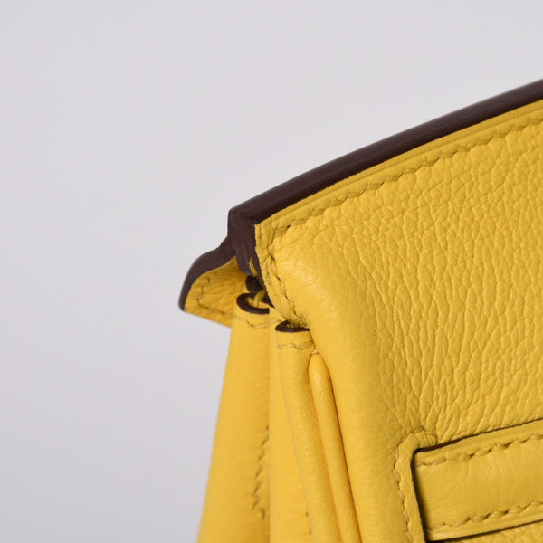 新品同様品 HERMES エルメス バーキン25 ハンドバッグ Y刻印 トリヨンノビーヨ ネープルスイエロー シルバー金具 中古 4a002401