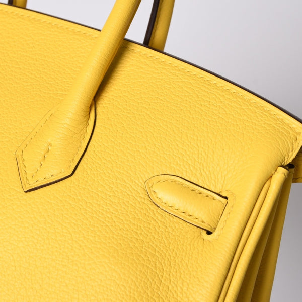 新品同様品 HERMES エルメス バーキン25 ハンドバッグ Y刻印 トリヨンノビーヨ ネープルスイエロー シルバー金具 中古 4a002401