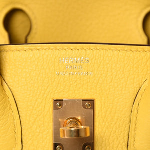 新品同様品 HERMES エルメス バーキン25 ハンドバッグ Y刻印 トリヨンノビーヨ ネープルスイエロー シルバー金具 中古 4a002401