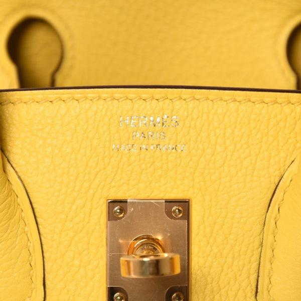 新品同様品 HERMES エルメス バーキン25 ハンドバッグ Y刻印 トリヨンノビーヨ ネープルスイエロー シルバー金具 中古 4a002401