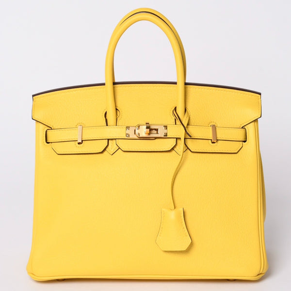 新品同様品 HERMES エルメス バーキン25 ハンドバッグ Y刻印 トリヨンノビーヨ ネープルスイエロー シルバー金具 中古 4a002401