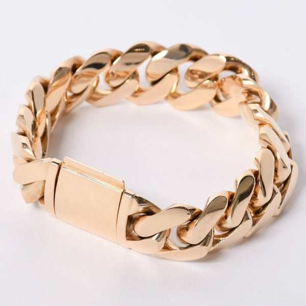Miami Cuban Chain Weight 259g K14 Yellow Gold Bracelet Width 2cm Used 4a002349