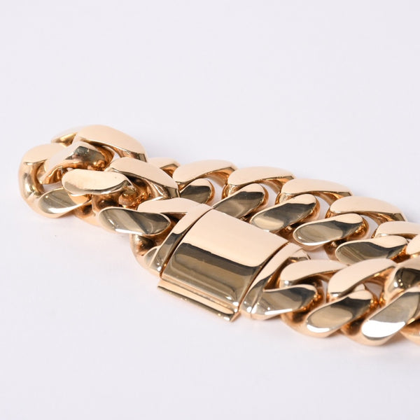 Miami Cuban Chain Weight 259g K14 Yellow Gold Bracelet Width 2cm Used 4a002349