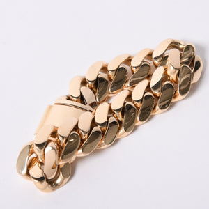 Miami Cuban Chain Weight 259g K14 Yellow Gold Bracelet Width 2cm Used 4a002349