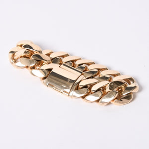 Miami Cuban Chain Weight 259g K14 Yellow Gold Bracelet Width 2cm Used 4a002349