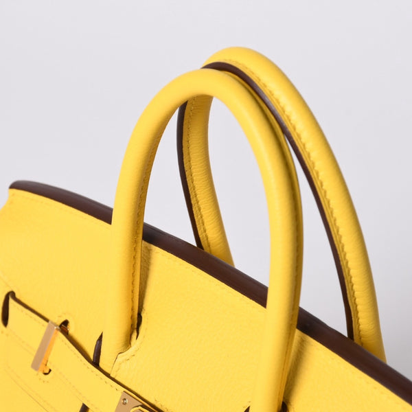 新品同様品 HERMES エルメス バーキン25 ハンドバッグ Y刻印 トリヨンノビーヨ ネープルスイエロー シルバー金具 中古 4a002401