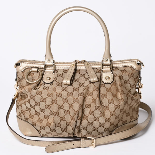 GUCCI Gucci Sookie Tote Bag 2WAY Bag Brown Beige GG Canvas 247902 Good Condition Used 4a002061