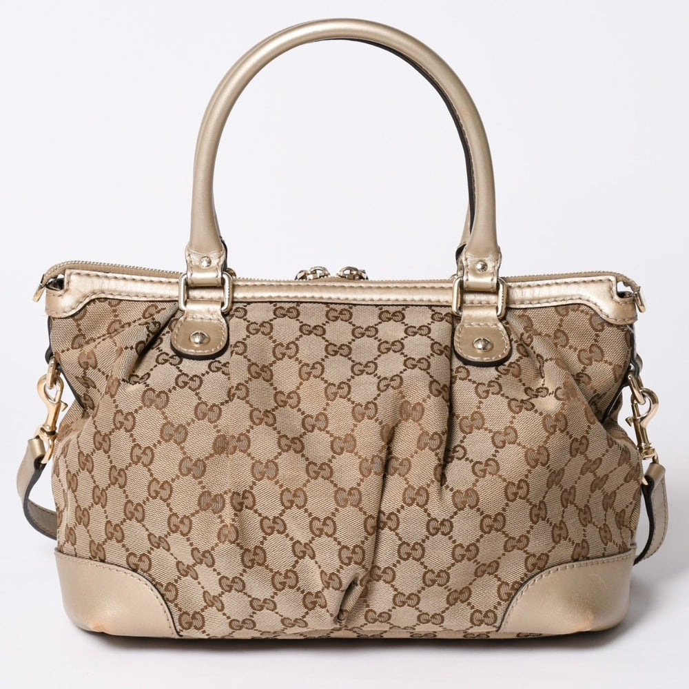 GUCCI グッチ スーキートートバッグ 2WAY バッグ ブラウン ベージュ GGキャンバス 247902 美品 中古 4a002061