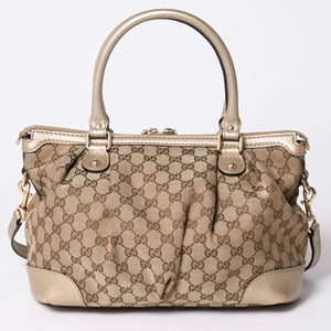 GUCCI Gucci Sookie Tote Bag 2WAY Bag Brown Beige GG Canvas 247902 Good Condition Used 4a002061
