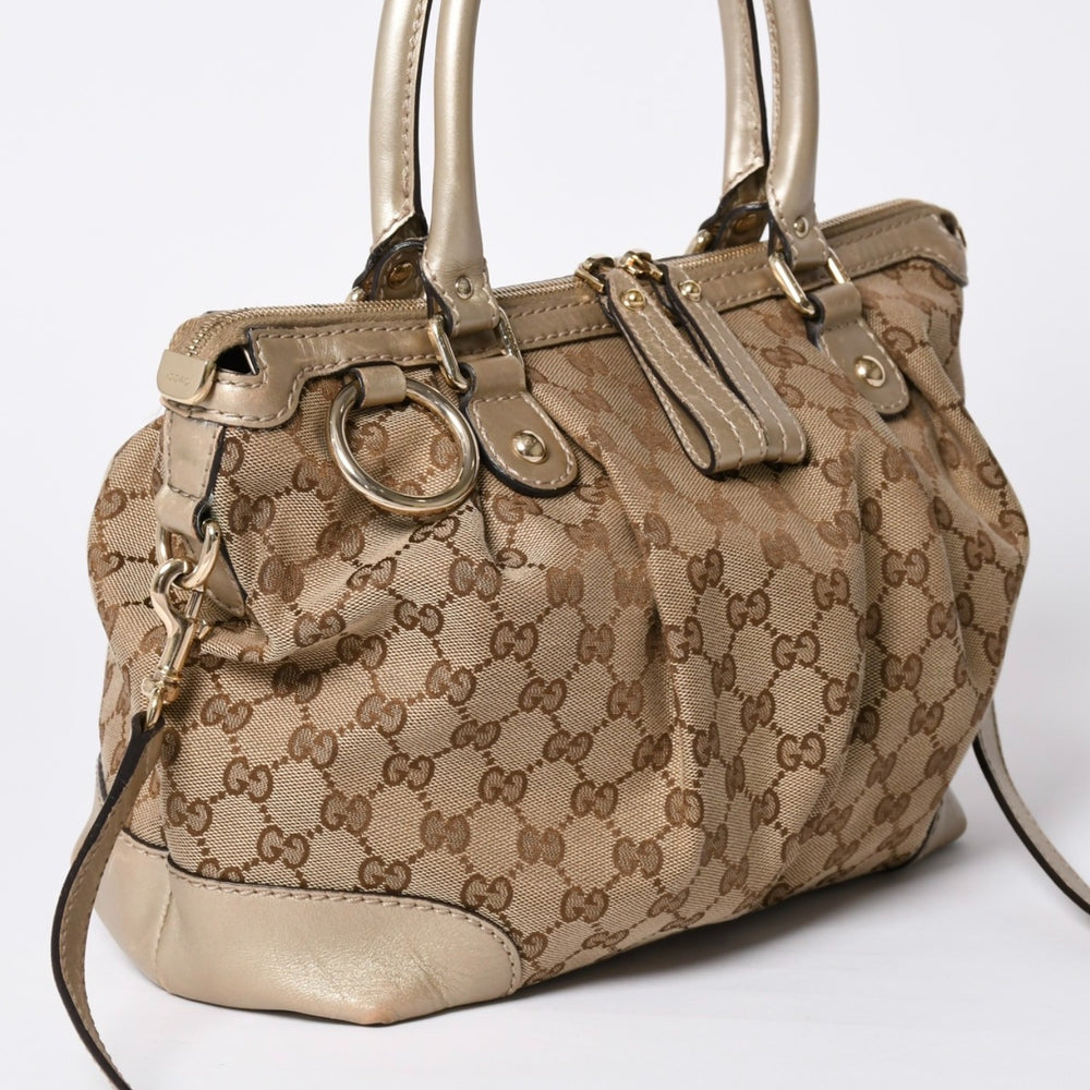 GUCCI グッチ スーキートートバッグ 2WAY バッグ ブラウン ベージュ GGキャンバス 247902 美品 中古 4a002061