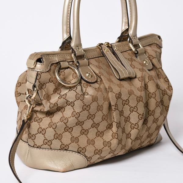 GUCCI Gucci Sookie Tote Bag 2WAY Bag Brown Beige GG Canvas 247902 Good Condition Used 4a002061