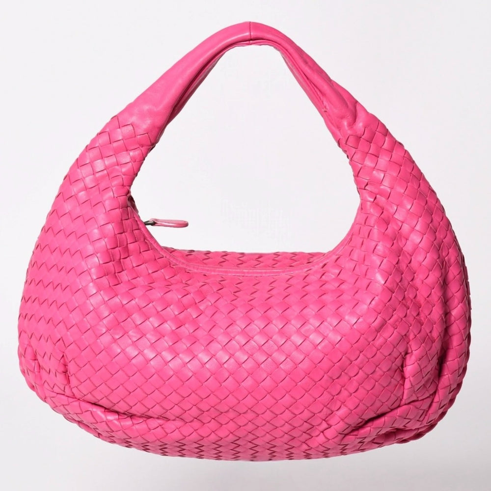 極美品 BOTTEGA VENETA ボッテガヴェネタ イントレチャート ホーボー ワンショルダーバッグ 115653 レザーピンク 美品 中古 4a002393