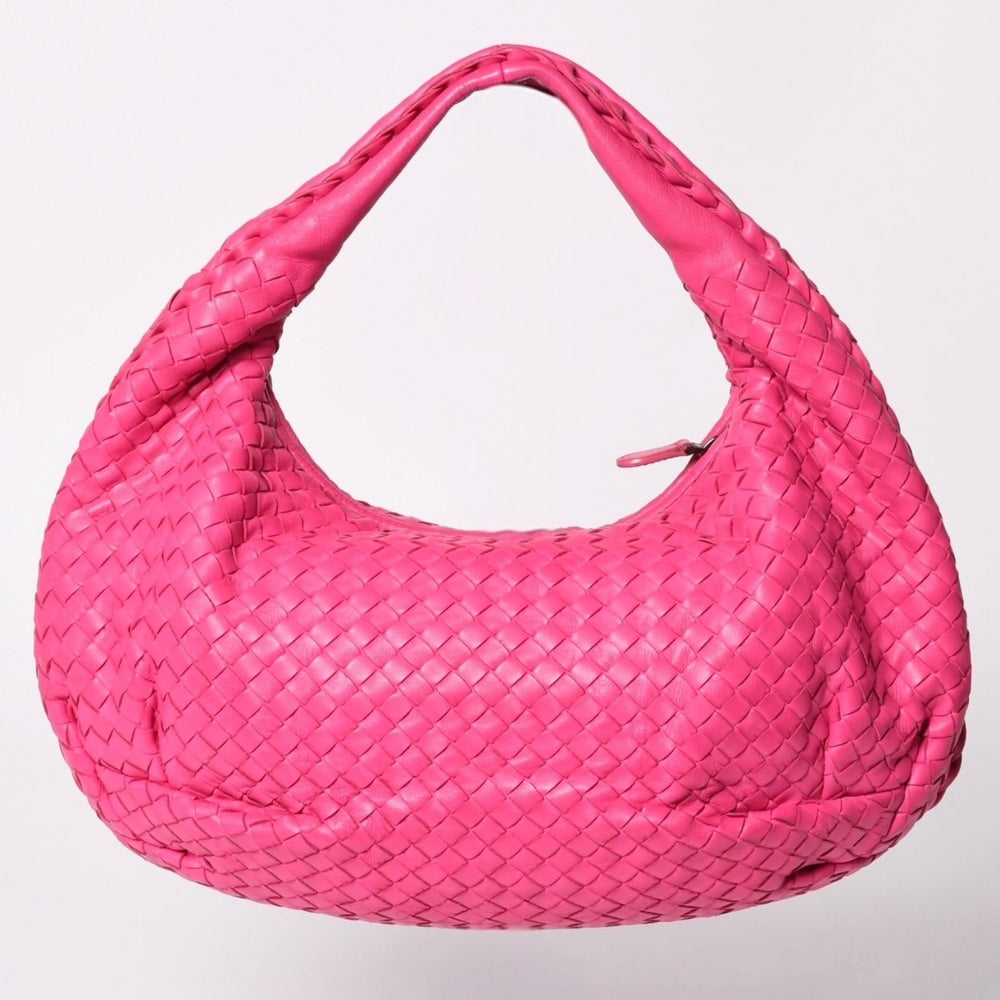 極美品 BOTTEGA VENETA ボッテガヴェネタ イントレチャート ホーボー ワンショルダーバッグ 115653 レザーピンク 美品 中古 4a002393