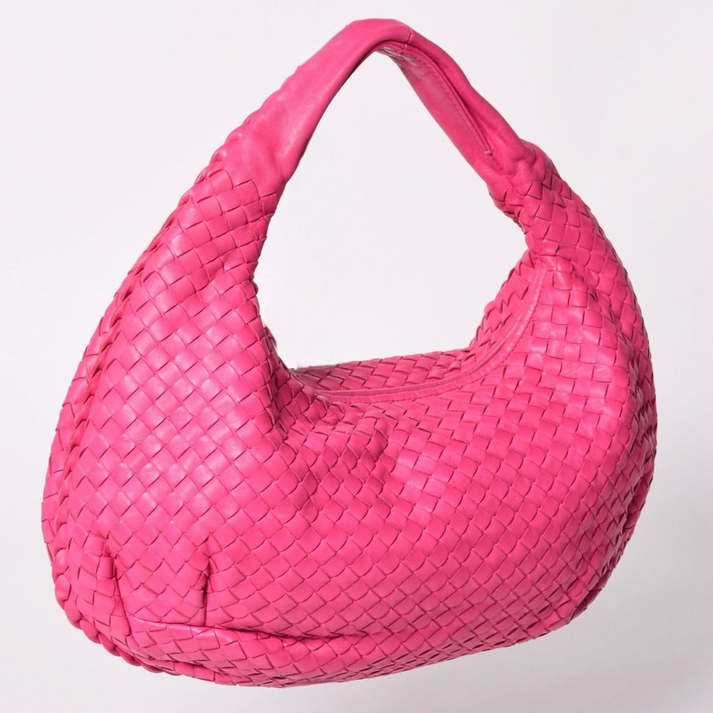 Very Good Condition BOTTEGA VENETA Intrecciato Hobo One Shoulder Bag 115653 Leather Pink Good Condition Used 4a002393