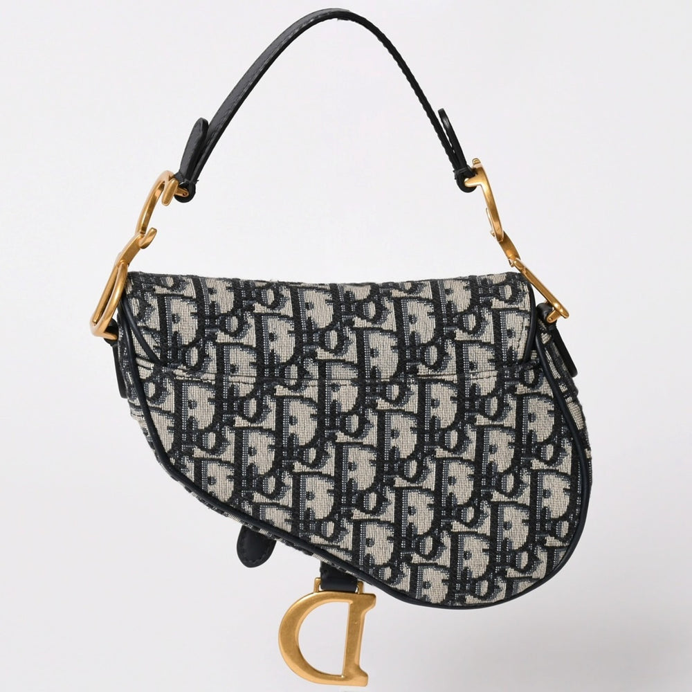 Very Good Condition Christian Dior Saddle Bag Belt Bag Saddle Oblique Gold Hardware Used 4a002397
