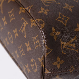 極美品 LOUIS VUITTON ルイヴィトン モノグラム ネヴァーフルPM ハンドバッグ M40155 ブラウン PVC ヌメ革 ゴールド金具 中古 4a002406