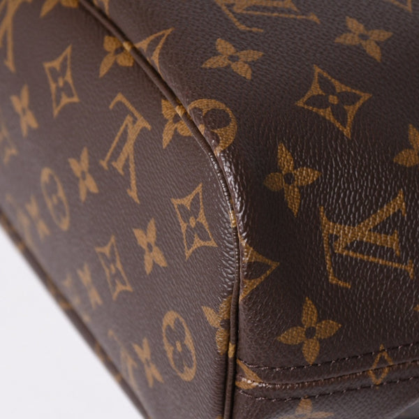 極美品 LOUIS VUITTON ルイヴィトン モノグラム ネヴァーフルPM ハンドバッグ M40155 ブラウン PVC ヌメ革 ゴールド金具 中古 4a002406