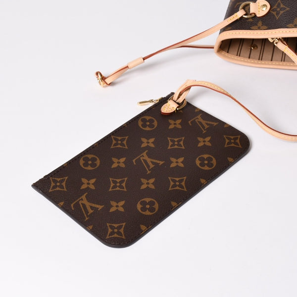 極美品 LOUIS VUITTON ルイヴィトン モノグラム ネヴァーフルPM ハンドバッグ M40155 ブラウン PVC ヌメ革 ゴールド金具 中古 4a002406