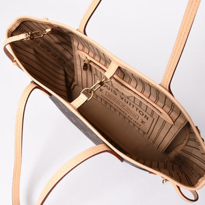 極美品 LOUIS VUITTON ルイヴィトン モノグラム ネヴァーフルPM ハンドバッグ M40155 ブラウン PVC ヌメ革 ゴールド金具 中古 4a002406