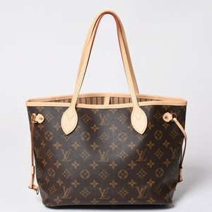 極美品 LOUIS VUITTON ルイヴィトン モノグラム ネヴァーフルPM ハンドバッグ M40155 ブラウン PVC ヌメ革 ゴールド金具 中古 4a002406