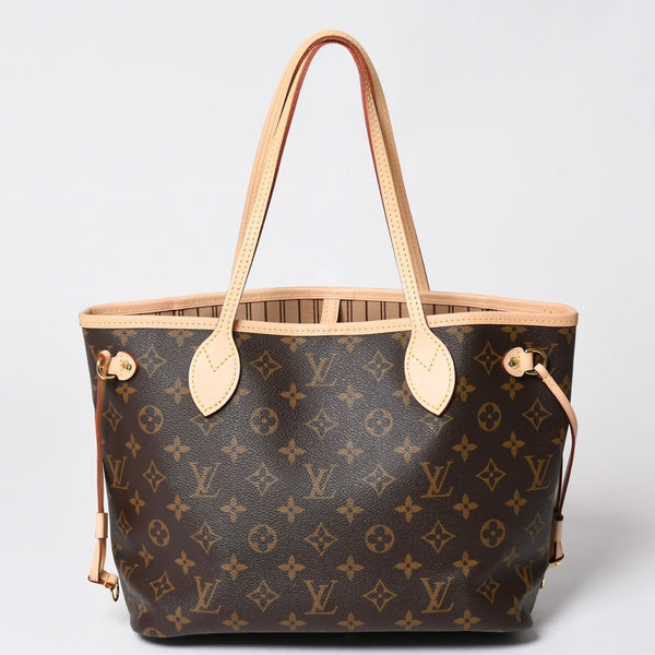 極美品 LOUIS VUITTON ルイヴィトン モノグラム ネヴァーフルPM ハンドバッグ M40155 ブラウン PVC ヌメ革 ゴールド金具 中古 4a002406