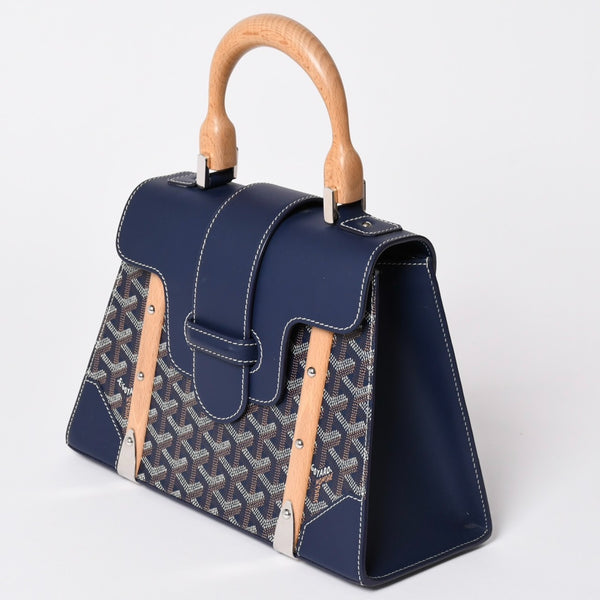 Like new GOYARD Saigon PM 2WAY shoulder bag handbag Goyard canvas navy wood 4a002474