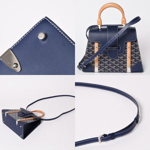 Like new GOYARD Saigon PM 2WAY shoulder bag handbag Goyard canvas navy wood 4a002474