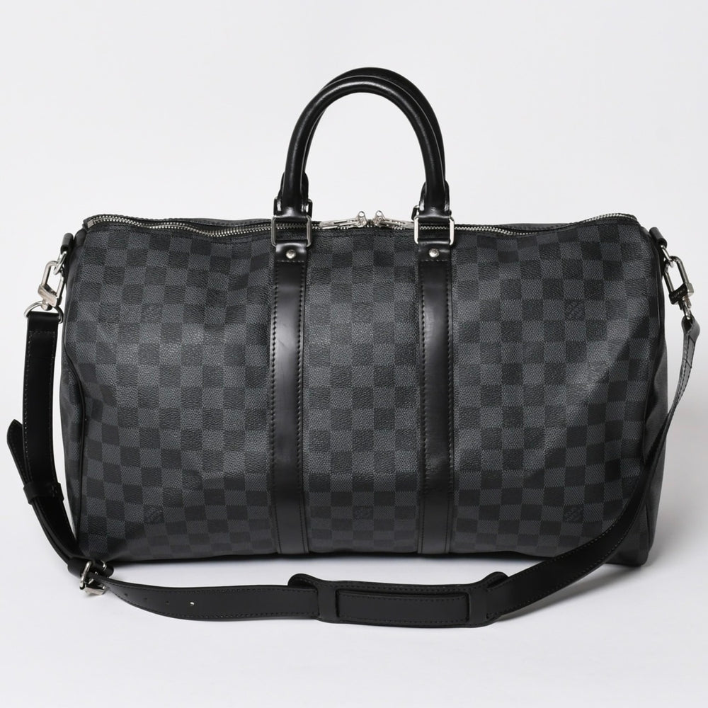 極美品 LOUIS VUITTON ルイヴィトン ボストン キーポルバンドリエール45 ダミエグラフィット N41418 ブラック シルバー金具 4a002410