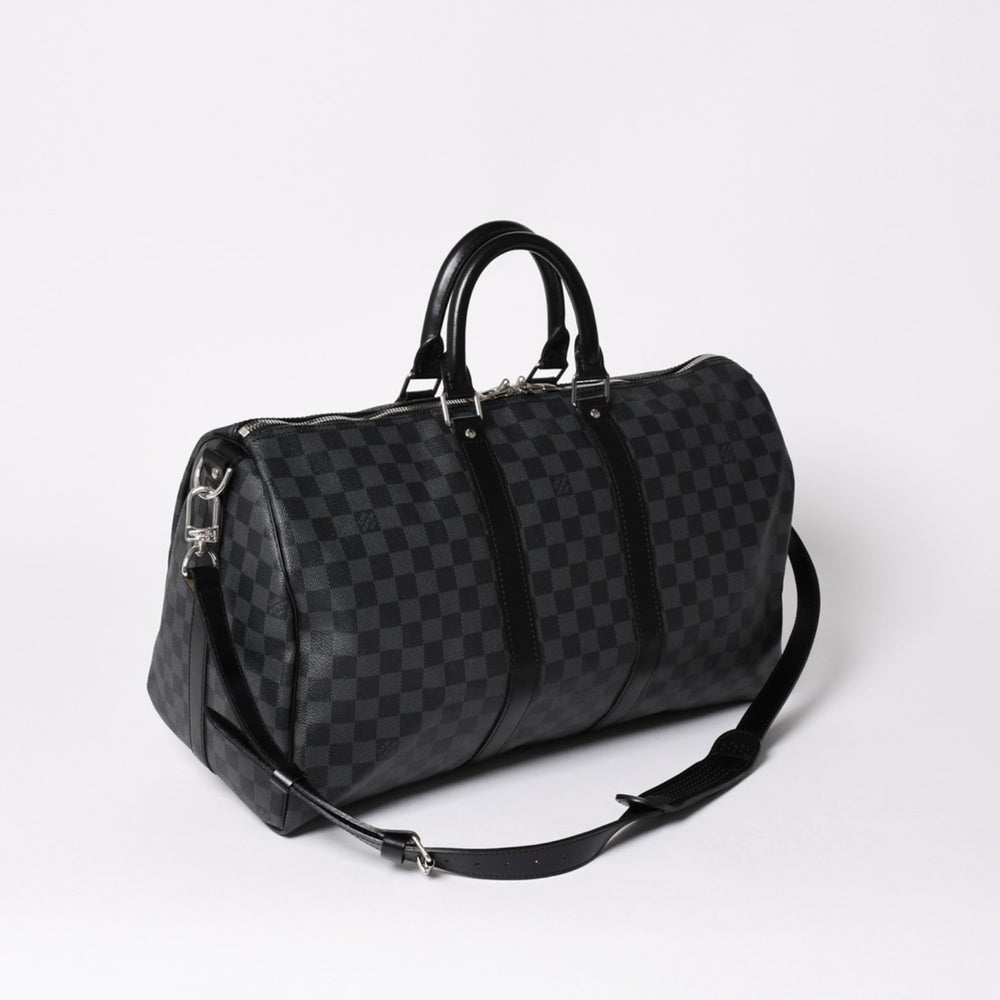 極美品 LOUIS VUITTON ルイヴィトン ボストン キーポルバンドリエール45 ダミエグラフィット N41418 ブラック シルバー金具 4a002410