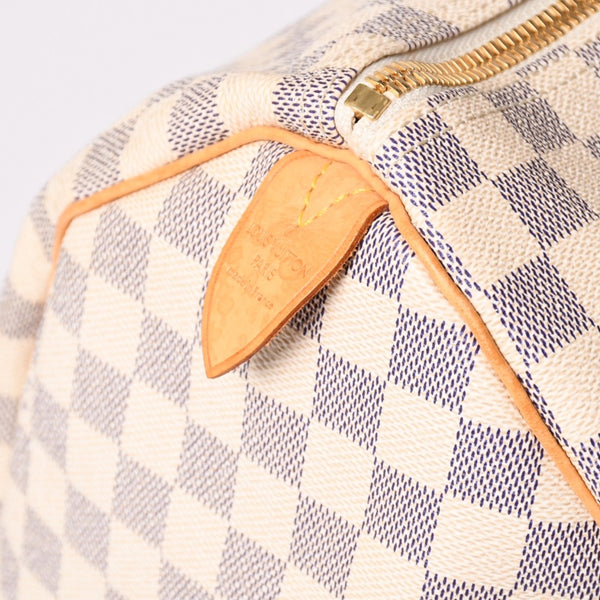 LOUIS VUITTON ルイヴィトン キーポル50 ボストンバッグ N41430 ダミエアズールキャンバス ヌメ革 ホワイト 美品 中古 4a002402