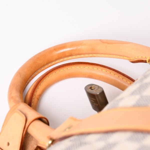 LOUIS VUITTON ルイヴィトン キーポル50 ボストンバッグ N41430 ダミエアズールキャンバス ヌメ革 ホワイト 美品 中古 4a002402