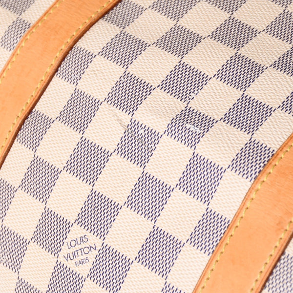 LOUIS VUITTON ルイヴィトン キーポル50 ボストンバッグ N41430 ダミエアズールキャンバス ヌメ革 ホワイト 美品 中古 4a002402